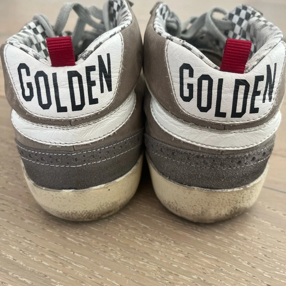 Golden Goose MidStar Gray Suede Sneakers with Blue Star Accent sz 38
